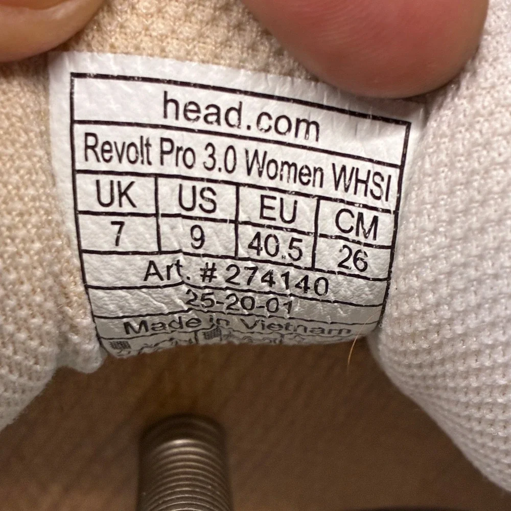 Head Revolt Pro 3.0 Tennis Shoes Performance Womens Size 9 White Cream Sneakers